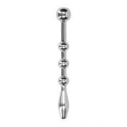 Metal Urethral Sound with Ribgs - Silver | Cock and Ball Torture