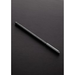 Dip Stick Ribbed Metal Urethral Sound 10x240mm - Silver | Cock and Ball Torture