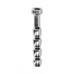 Ribbed Thick Hollow Sounding Penis Plug 8 mm - Silver | Cock and Ball Torture