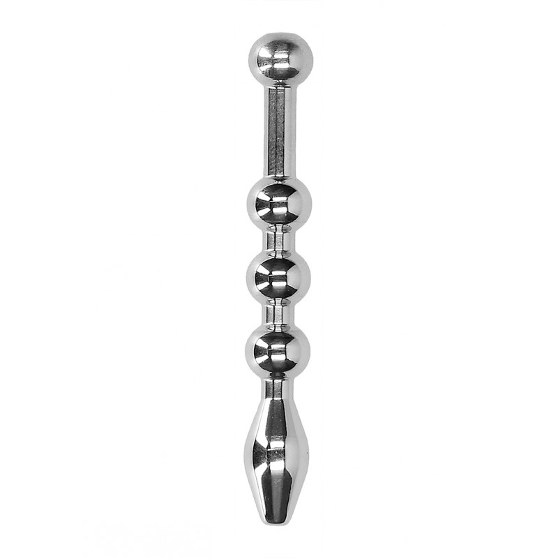 Sound Ουρήθρας με Μπίλιες Metal Penis Beaded Sounding Plug 8 mm - Ασημί | Βασανισμός Πέους & Όρχεων - CBT