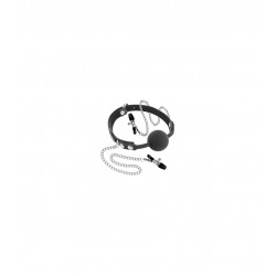 Mouth Ball Gag with Nipple Clamps - Black | Nipple Clamps
