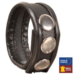 Δερμάτινο Δαχτυλίδι Πέους με Κρίκους Leather Cock Ring with 3 Snaps - Μαύρο | Δαχτυλίδια Πέους