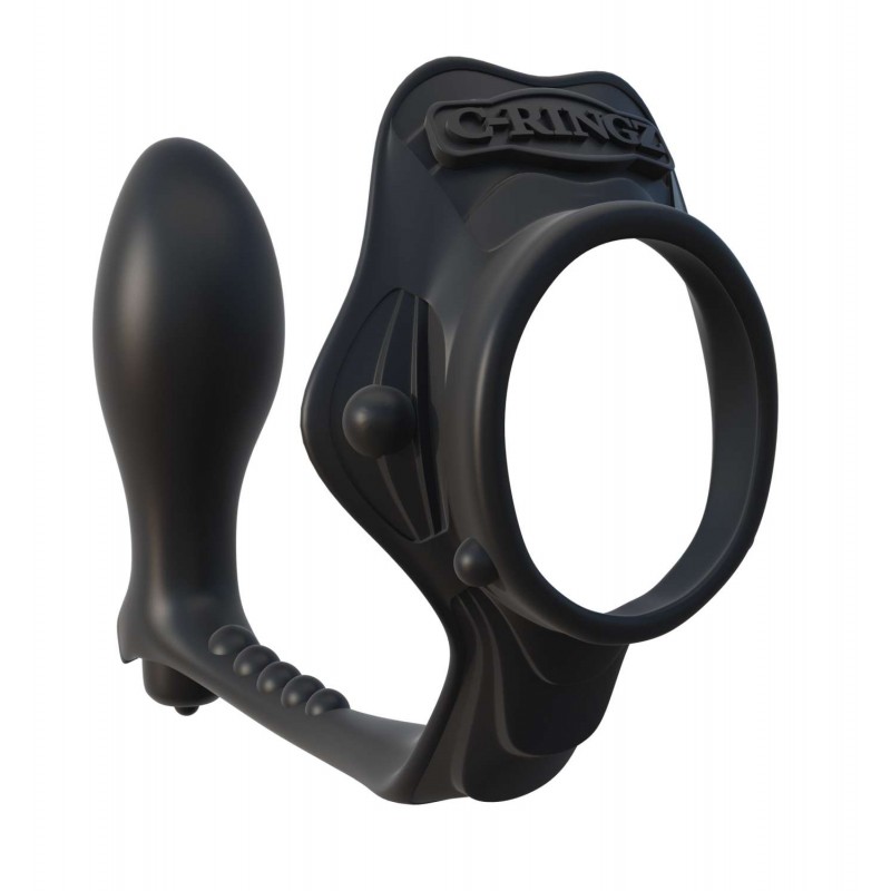 Rock Hard Ass Gasm Prostate Probe with Cock Ring - Black | Cock Rings