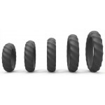 5 Piece Silicone Cock Ring Set - Black | Cock Rings