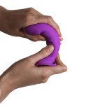 Εύκαμπτο Dildo Σιλικόνης Διπλής Στρώσης Hitsens 6 Dual Density Flexible Silicone Dildo with Suction Cup - Μωβ | Dildo για Strap On