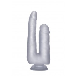 Double Realistic Cock with Suction Cup 22,5 cm - Transparent