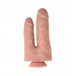 Dual Layer Silicone Double Ended Realistic Dildo with Suction Cup 22 cm - Flesh | Double Dildos