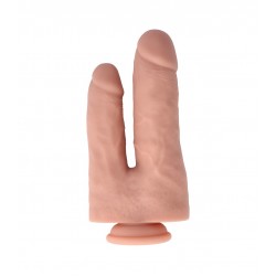 Dual Layer Silicone Double Ended Realistic Dildo with Suction Cup 22 cm - Flesh | Double Dildos
