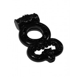 Διπλό Δονούμενο Δαχτυλίδι Πέους Treadle Double Cock Ring - Μαύρο | Δονούμενα Δαχτυλίδια Πέους