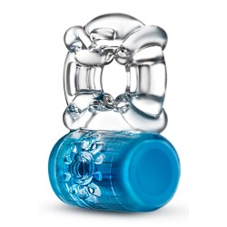 Play with Me Pleaser Rechargeable Vibrating Cock Ring - Blue