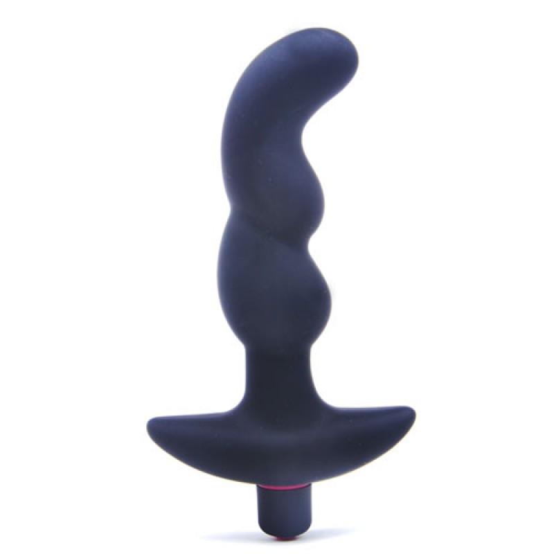 Δονούμενη Κυρτή Πρωκτική Σφήνα Σημείου G Beaded Silicone Vibrating Butt Plug - Μαύρη | Δονούμενες Πρωκτικές Σφήνες