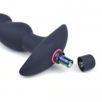 Δονούμενη Κυρτή Πρωκτική Σφήνα Σημείου G Beaded Silicone Vibrating Butt Plug - Μαύρη | Δονούμενες Πρωκτικές Σφήνες
