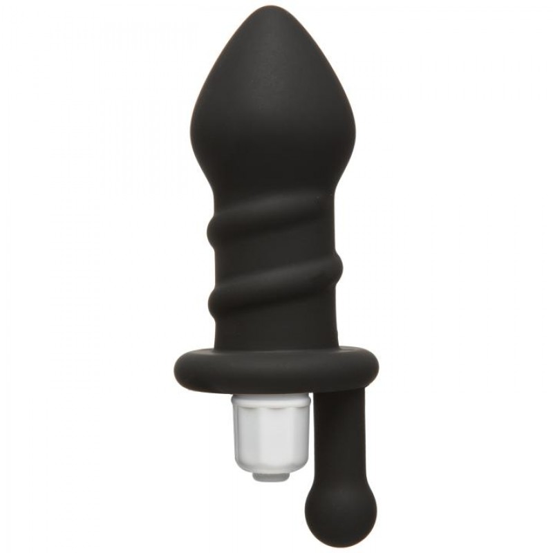 Vibrating Juicy Swirled Silicone Anal Plug - Black | Vibrating Butt Plugs