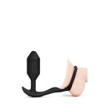 Δονούμενη Σφήνα με Εσωτερικές Μπάλες & Δαχτυλίδι Πέους B-Vibe Vibrating Snug & Tug Medium Silicone Vibrating Weighted Butt Plug with Cock Ring - Μαύρη | Δονούμενες Πρωκτικές Σφήνες