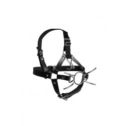 Head Harness with Spider Gag & Nose Hook - Black