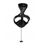 Open Mouth Gag Head Harness with Piss Funnel - Black | Ball Gags