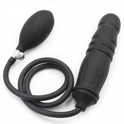 Expand Ass Inflatable Ribbed Dildo 15 x 4 cm - Black | Expandable Butt Plugs
