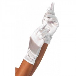 Γυαλιστερά Κοντά Γάντια - Λευκά