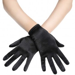 Γυαλιστερά Κοντά Γάντια - Μαύρα