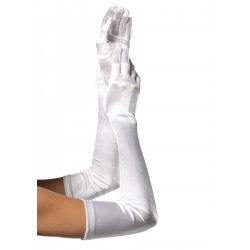 Shiny White Long Gloves