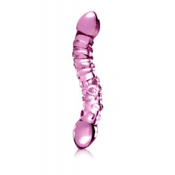 Icicles Ribbed & Dotted No.55 Glass Dildo - Pink