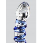 Gemstone G-Spot Glass Dildo with Ribs - Transparent/Blue | Glass Dildos