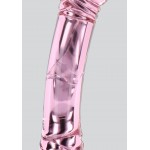 Κυρτό Γυάλινο Dildo με Ραβδώσεις & Κουκκίδες Rhinestone Scepter Dotted & Ribbed Curved Glass Dildo - Ροζ | Γυάλινα Dildo