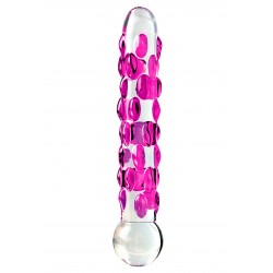 Icicles No.7 Dotted Glass Dildo - Transparent/Pink | Glass Dildos