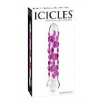 Γυάλινο Dildo με Κουκκίδες Icicles No.7 Dotted Glass Dildo - Διάφανο/Ροζ | Γυάλινα Dildo