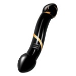 Κυρτό Γυάλινο Dildo με Διογκωμένα Άκρα Secret Kisses 19 cm Handblown Double Ended Curved Dildo - Μαύρο | Γυάλινα Dildo