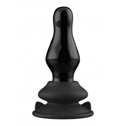 Ασύρματη Γυάλινη Δονούμενη Σφήνα με Βεντούζα Missy Remote Controlled Glass Butt Plug with Suction Cup - Μαύρη | Γυάλινα Dildo