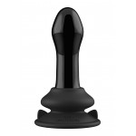 Pluggy Remote Controlled Glass Butt Plug with Suction Cup - Black | Glass Dildos