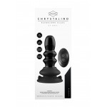 Ribbly Remote Controlled Ribbed Glass Butt Plug with Suction Cup - Black | Glass Dildos