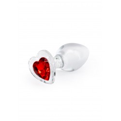 Crystal Desires Heart Shaped Jewel Glass Medium Butt Plug - Transparent