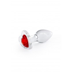 Γυάλινη Πρωκτική Σφήνα με Κόσμημα Καρδιά Crystal Desires Heart Shaped Jewel Glass Small Butt Plug - Διάφανη