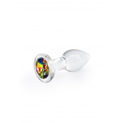 Γυάλινη Πρωκτική Σφήνα με Κυκλικό Κόσμημα Crystal Desires Round Shaped Jewel Glass Small Butt Plug - Διάφανη