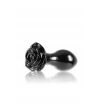 Γυάλινη Πρωκτική Σφήνα Τριαντάφυλλο Crystal Rose Glass Butt Plug - Μαύρη | Γυάλινα Dildo