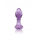 Crystal Rose Glass Butt Plug - Purple | Glass Dildos