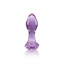 Crystal Rose Glass Butt Plug - Purple