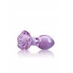 Γυάλινη Πρωκτική Σφήνα Τριαντάφυλλο Crystal Rose Glass Butt Plug - Μωβ | Γυάλινα Dildo