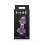 Γυάλινη Πρωκτική Σφήνα Τριαντάφυλλο Crystal Rose Glass Butt Plug - Μωβ | Γυάλινα Dildo