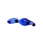 Γυάλινη Κυρτή Πρωκτική Σφήνα με Λαβή Gripper Curved Butt Plug with Handle - Μπλε | Γυάλινα Dildo