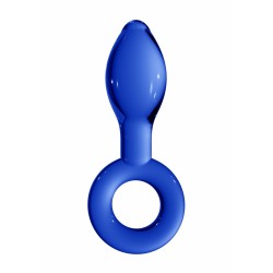 Γυάλινη Πρωκτική Σφήνα με Λαβή Small Glass Anal Plug with Handle - Μπλε