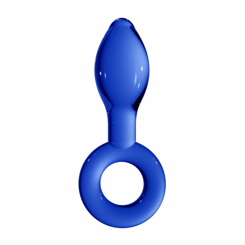 Γυάλινη Πρωκτική Σφήνα με Λαβή Small Glass Anal Plug with Handle - Μπλε | Γυάλινα Dildo