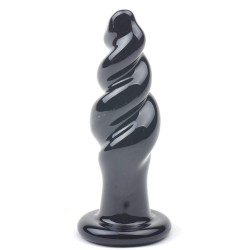 Twisted Bottle Glass Butt Plug - Black | Anal Glass Toys