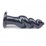Twisted Bottle Glass Butt Plug - Black | Anal Glass Toys