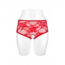 Amanda Crotchless Short Panty - Red | Crotchless Briefs
