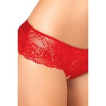 Crotchless Lace Bow Back Panty - Red | Crotchless Briefs