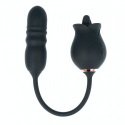 Δονούμενη Κλειτοριδική Γλώσσα & Παλινδρομικός Δονητής Qiot Double Head Clitoral Tongue & Thrusting Vibrator - Μαύρη | Κλειτοριδικοί Δονητές