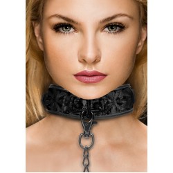 Δερμάτινο Κολάρο με Λουρί Luxury Leather Collar with Leash - Μαύρο | Κολάρα